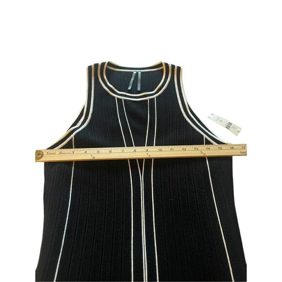 NWT Anthropologie Sleeveless Pointelle Sweater Dress Size MP Black & White Flare - Picture 7 of 16